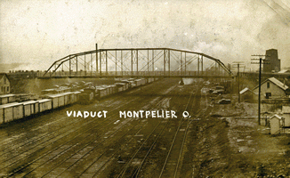 an old photo of the viaduct in Montpelier, Ohio